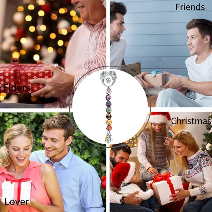 Anjiucc Handmade Crystal Window Car Hanging Ornaments 7 Chakra Home Decoration Feng Shui Ornament Yoga Meditation Car Decoration (Angel)
