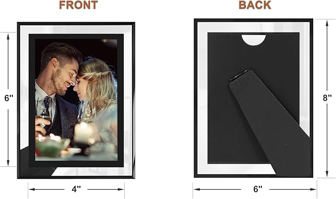 IZIDDO 4x6 Picture Frames Set of 4, Black Glass Photo Frame,for Wall Mount or Tabletop Standing, Gift Picture Frame, Horizontally or Vertically (4x6, Black or Sparkling silver Randomly)