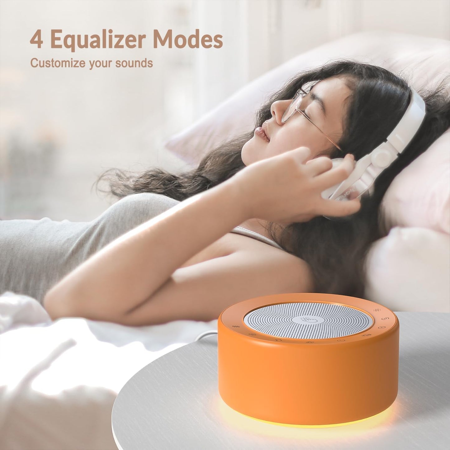 Nursery Lamp with Sound Machine, Mood Lighting, 7 Colors Night Light, 30 Soothing Sounds, White Noises for Baby, Adults. Timer, Plug in, Memory Function, Touch Control