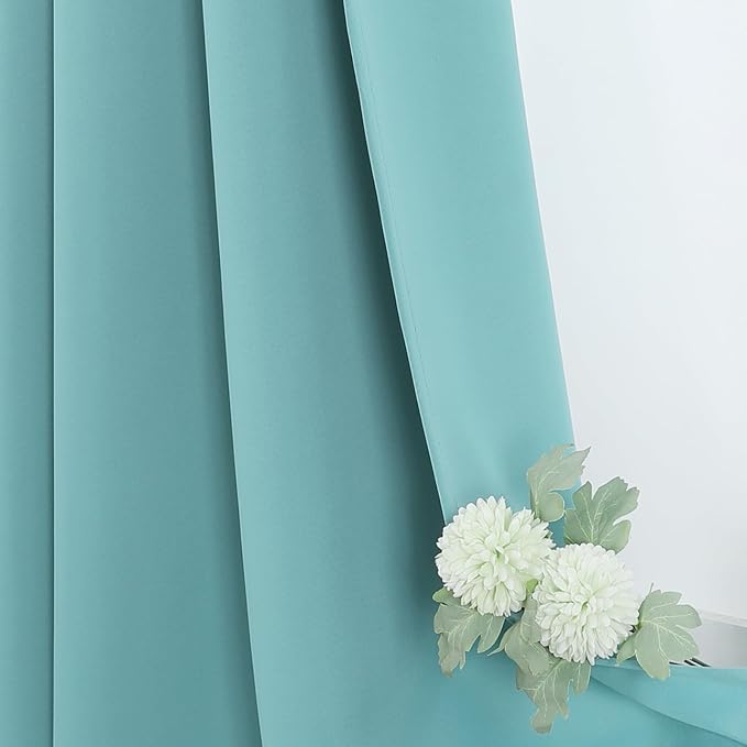 ChrisDowa Blackout Curtains 102 inches Long for Bedroom - 2 Panels Set Grommet Thermal Insulated Room Darkening Curtains for Living Room (Aqua, 52 x 102 Inch)
