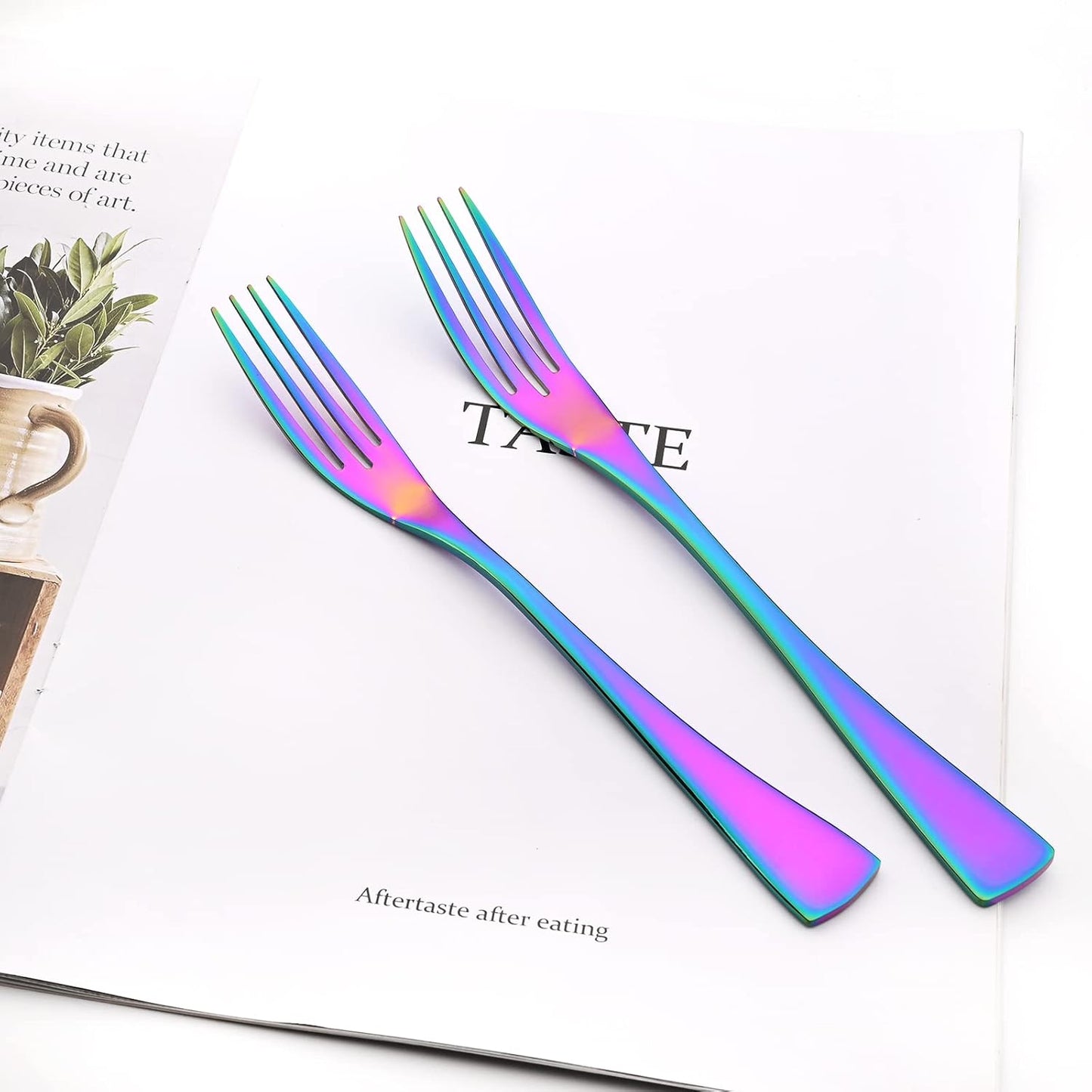 24-Piece Rainbow Flatware, Mirror 18/10 Stainless Steel Modern & Luxury Dinnerware Set With Serrated Steak Knife Teaspoon For Daily Use or Dinner Party Restaurant - Service For 4