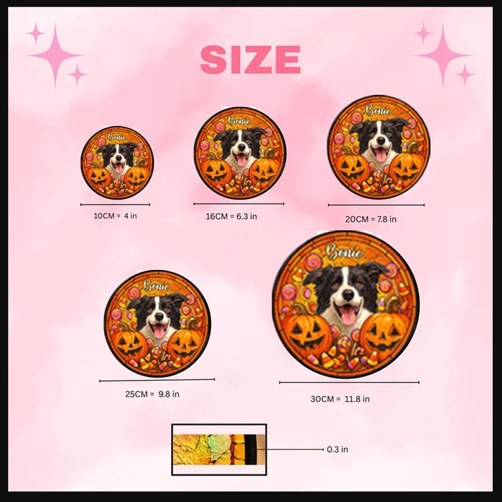 Personalized Halloween Dog Glass Window Hanging Ornament,Custom Pet Photo Ornament, Unique for Dog Lovers,Customized Pet Keepsake for Spooky Season, Fall Holiday Décor /3