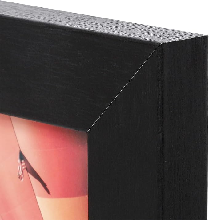 The Display Guys - Black Wooden Minimalist Picture Frames Set - Tempered Glass - 11x14 matted to 8x10 - Wall Hanging - 4-Pack
