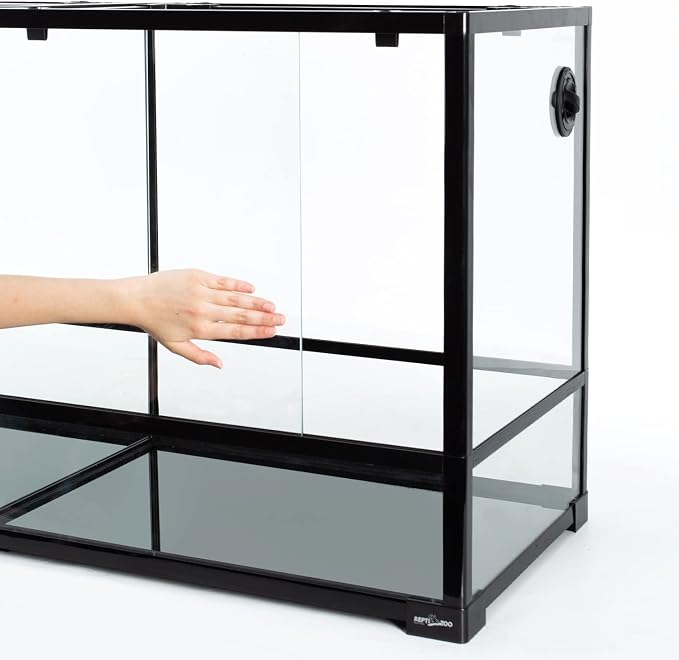 REPTIZOO 88 Gallon Large Reptile Terrarium 48" x 18" x 24" Knock-Down Glass Reptile Tank with Double Hinge Door & Screen Ventilation, Supporting Used as 2 Separate Habitats Easy Assembly
