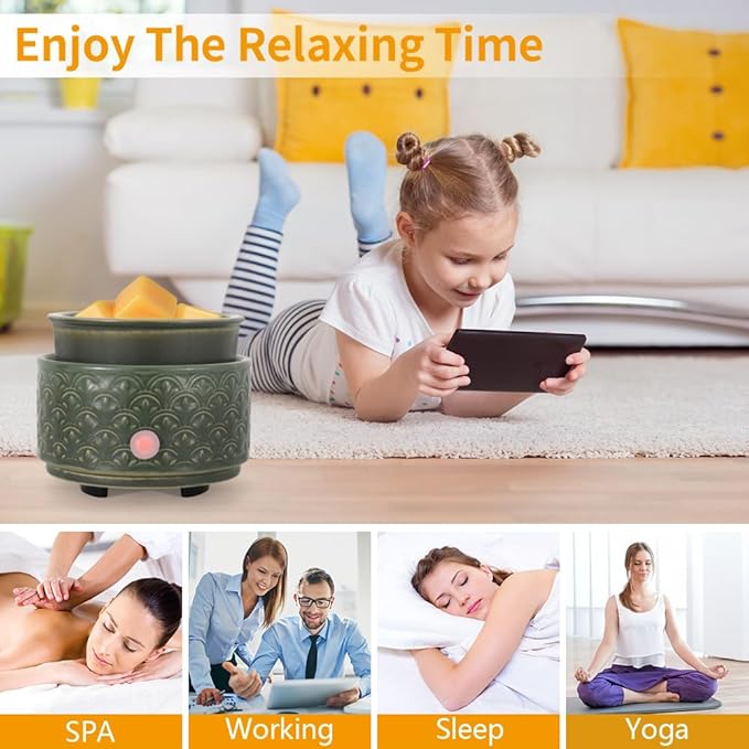 kobodon Ceramic Wax Melt Warmer - 3-in-1Electric Wax Warmer-Fragrance Candle Burner for Scented Wax Tarts and Essential Oils - Wax Melts as Gifts for Moms Grandma Women Girls(Green)…