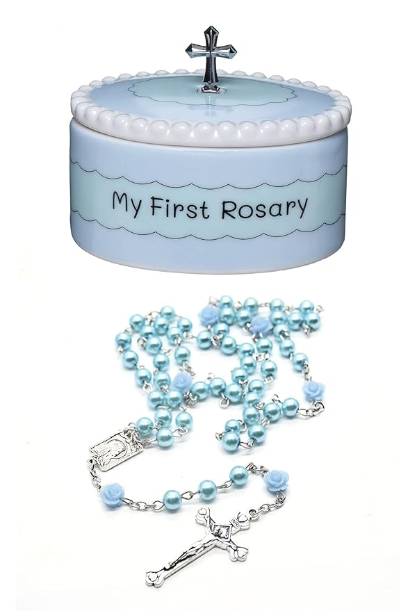 Catholic Baptism Gift Set of My First Blue and Pink Rosaries with Matching Keepsake Boxes, Baby Baptism Gifts for Girl or Baptism Gifts for Boys - Unique Rosary Beads