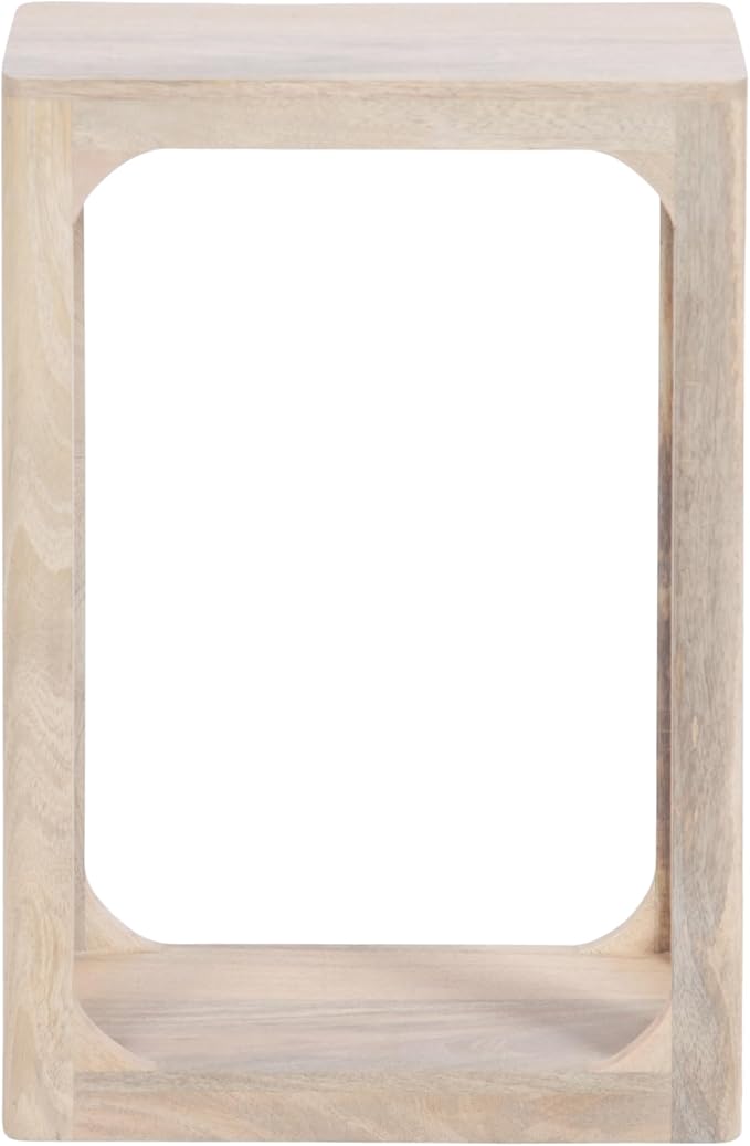 Kate and Laurel Dahl Modern Slatted Wooden Slim Side Table; 16 x 8 x 24; Whitewash; Transitional Wood Narrow End Table for Use as Living Room Plant Stand or Small Bedroom Nightstand