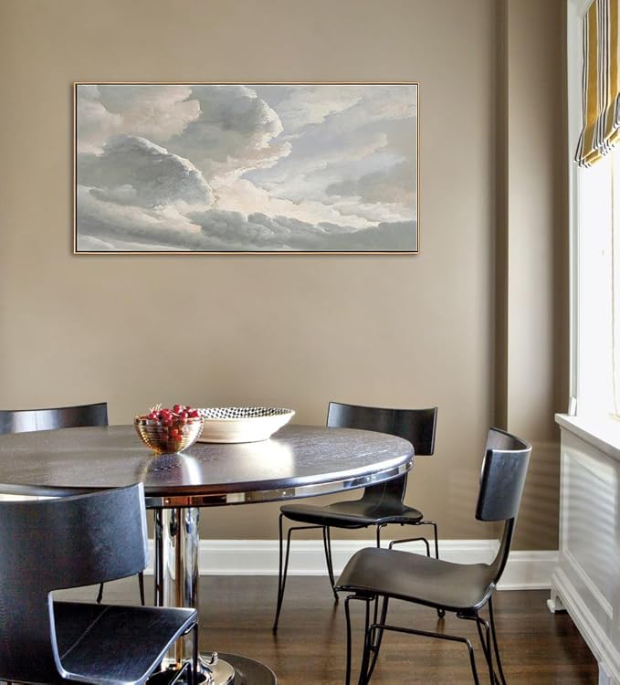 DJSYLIFE Framed Canvas Wall Art, Vintage Sunset Clouds, 20 x 40 Inch | Large Painting Print, Classical Sky Cloud Nature Picture, Ready to Hang, Farmhouse Country Decor for Living Room Bedroom