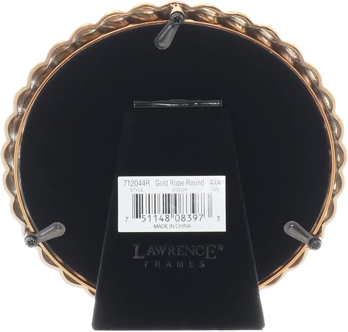 Lawrence Frames Rope Design Metal Frame, 4x4 Round, Gold