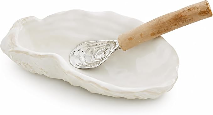 Mud Pie Oyster Bowl For Dips, Includes Oyster Dipping Spoon
