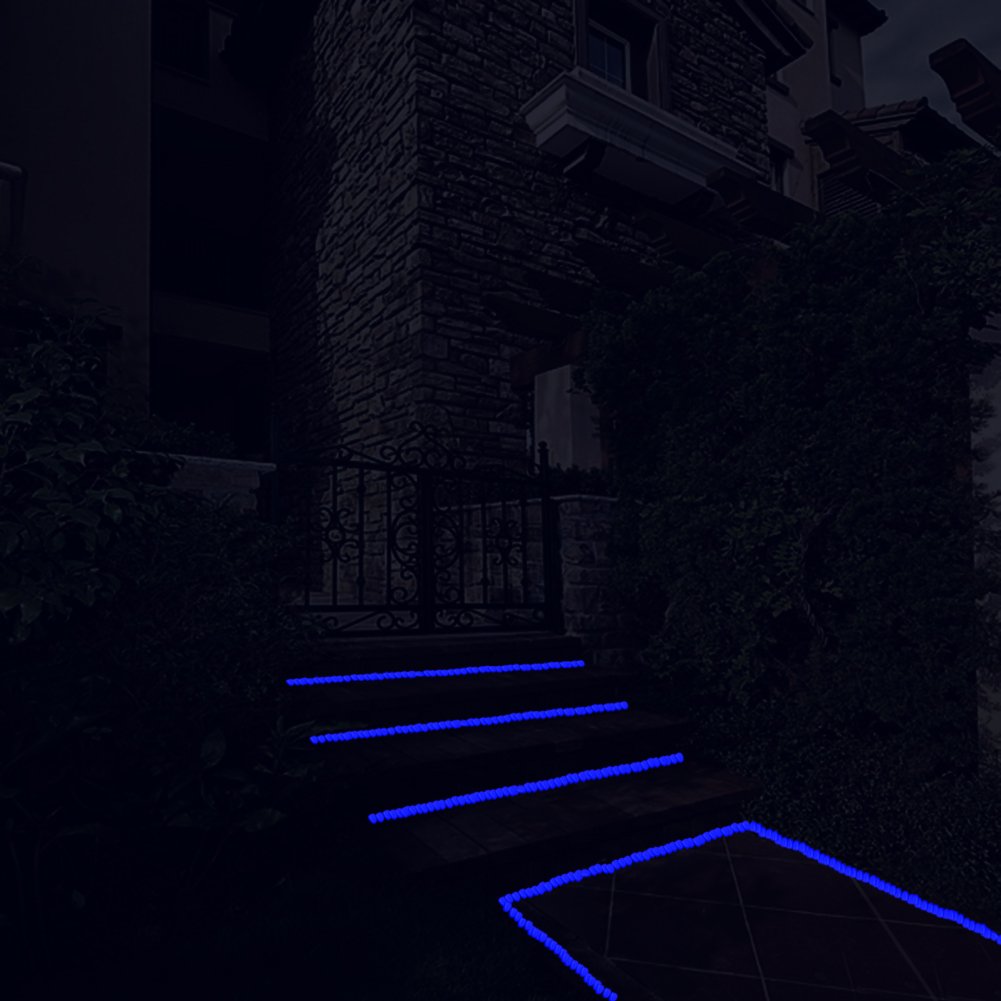 GLOCARNIVAL Glow Pebbles, 300 pcs Blue Glowing Rocks for Outdoor Decor, Garden Lawn Yard, Aquarium, Walkway, Fish Tank, Pathway, Luminous Pebbles Powered by Light or Solar