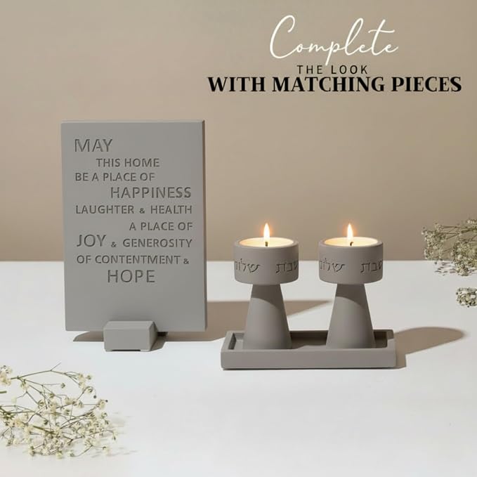 Solura Luxury Candle Holder Set – Modern Décor for Living Room & Dining Table - Gray