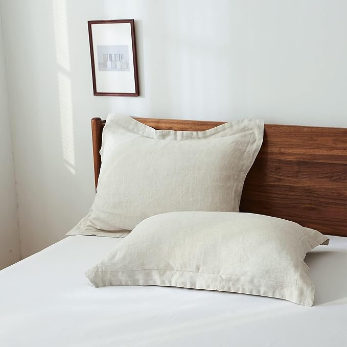 Simple&Opulence 100% Linen Pillow Case King Size Set of 2, Linen Pillow Covers with Overlap Closure, Luxury Breathable Pillowcases Protectors Suitable for All-Season (20" X 36", Linen)