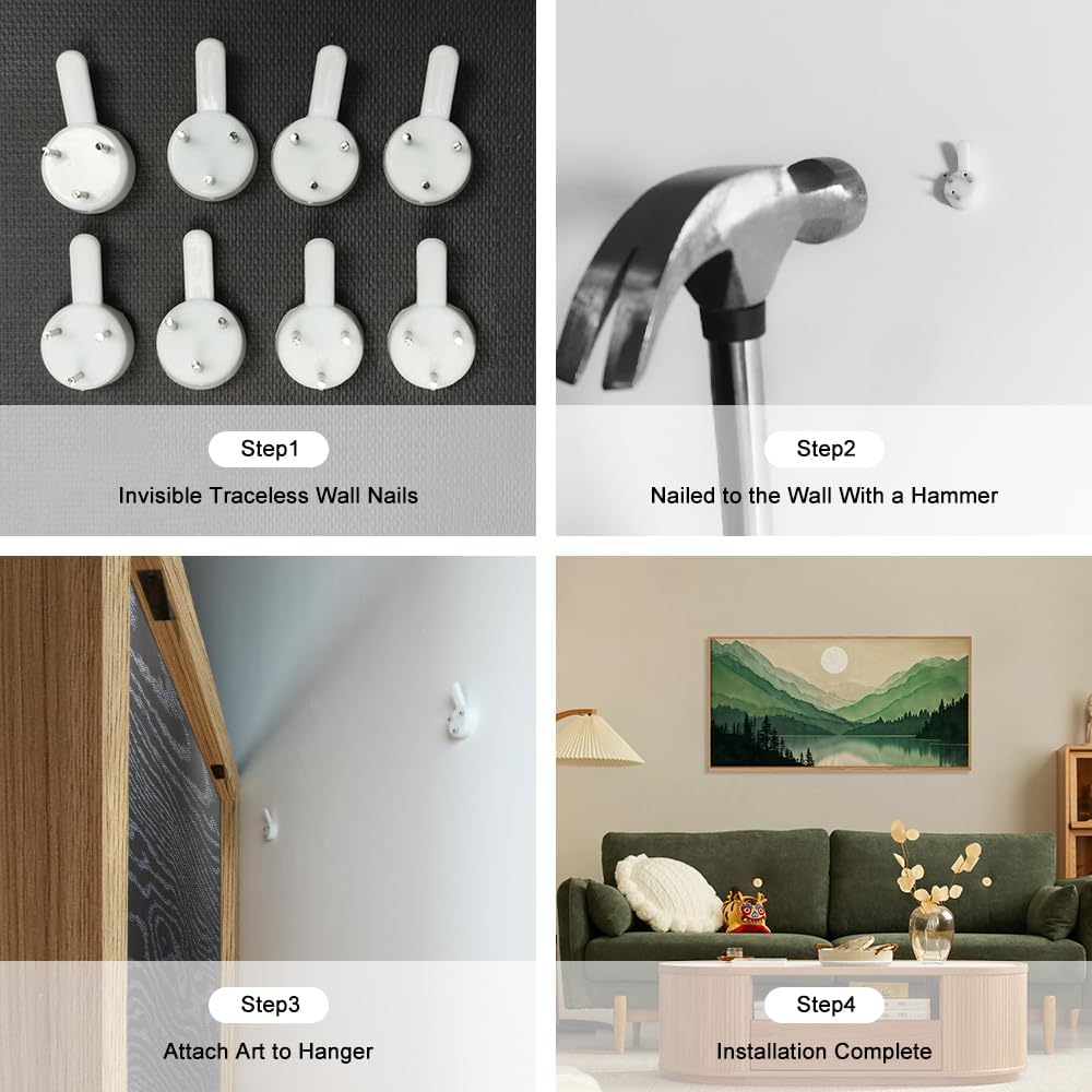 Celestdeco Watercolor Mountain Framed Canvas Wall Art Set, Boho Sun Forest Wall Decor, Green Scenery Wall Painting, Modern Woodland Artworks for Living Room, Bedroom, Dining Room, Office - 20" x40x1