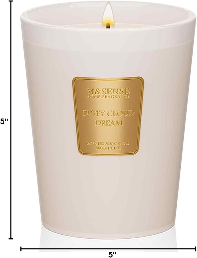 M&SENSE Puffy Cloud Dream Soy Candle, 14.1oz, Relaxing Home Fragrance | 60H Slow Burn, Non-Toxic, Bedroom Calm, Stress Relief, Sleep, Relaxing Candles Housewarming Gifts