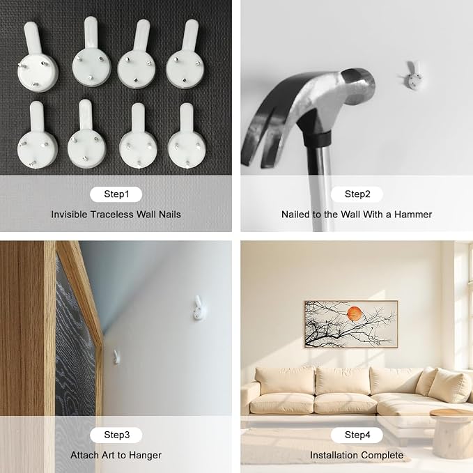 Large Vintage Tree Branch Framed Canvas Wall Art Set, Retro Tree Drawing Wall Decor, Nature Botanical Wall Painting, Neutral Landscape Art Print for Living Room, Bedroom, Office - 20"X40"x1