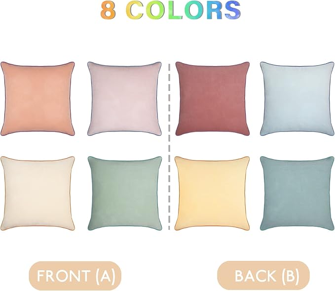 Btyrle Throw Pillow Covers 20x20 Set of 4 Soft Velvet Couch Cushion Covers Modern 8-Colors Designs Pillowcases Decorative Cushion Cases for Sofa Bedroom Home Decor(Morandi Series)
