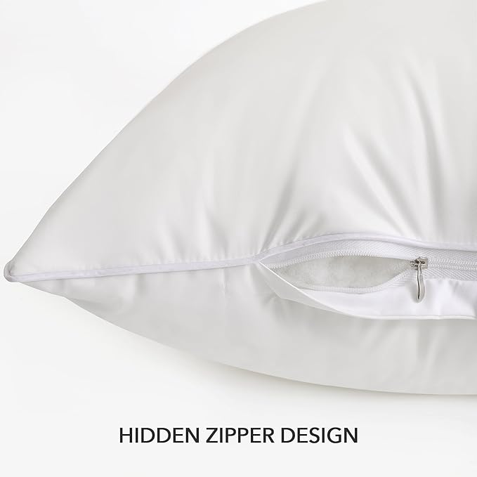 Oubonun 18 x 18 Outdoor Pillow Inserts (Pack of 2) - Square Waterproof Throw Pillow - Decorative Throw Pillows Insert for Couch Sofa Bed Patio Furniture - White Pillow