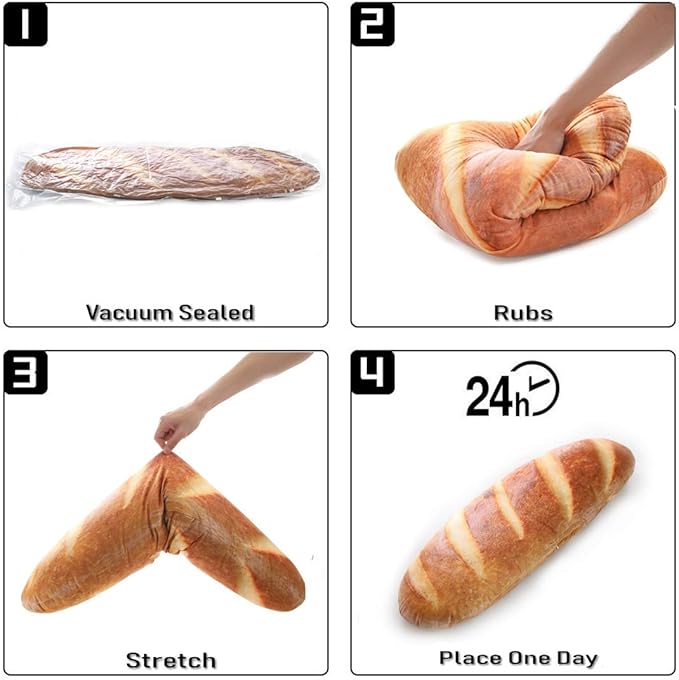 Levenkeness 3D Simulation Bread Shape Plush Pillow,Soft Butter Toast Bread Food Cushion Stuffed Toy for Home Decor 31.4"