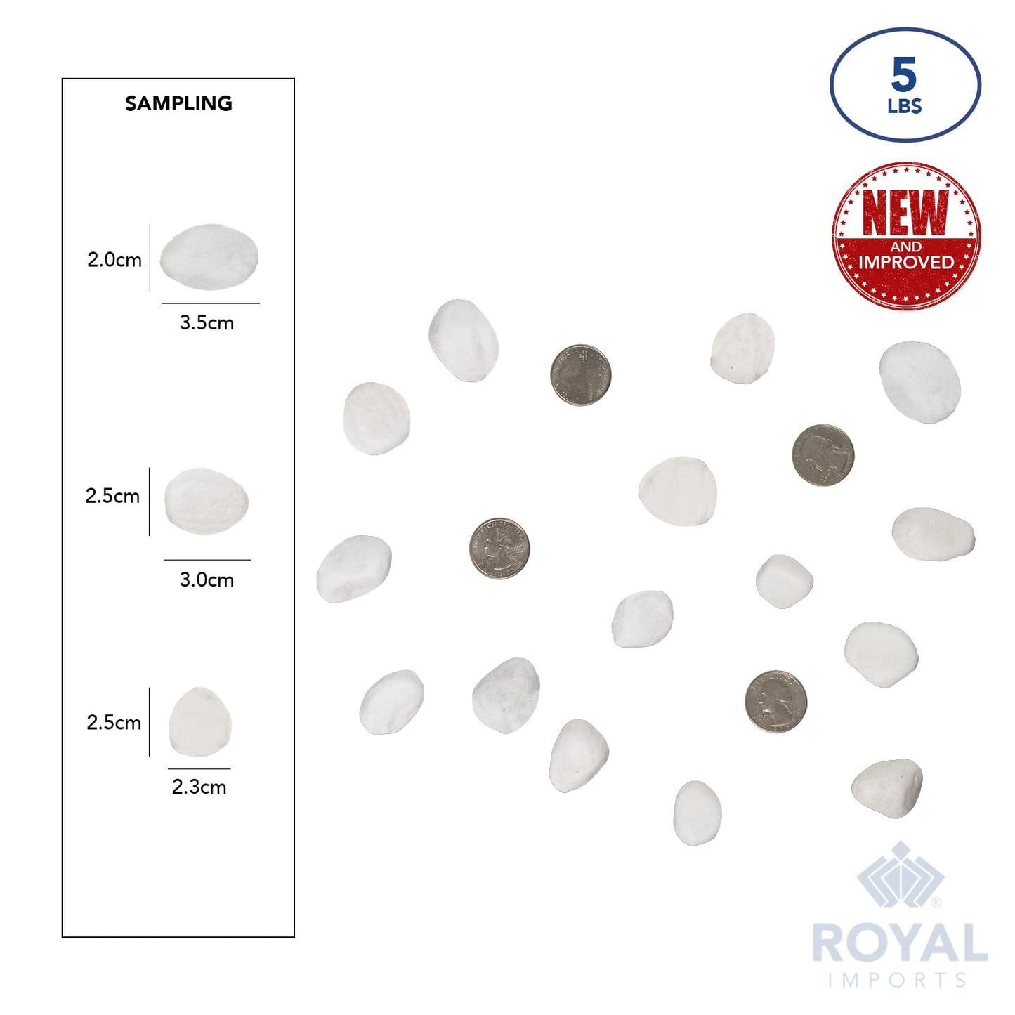 Royal Imports 5LB Decorative Stones River Pebbles Painting Rocks for Fish Aquariums, Plant Gravel, Landscaping, Home Decor Natural - Large White