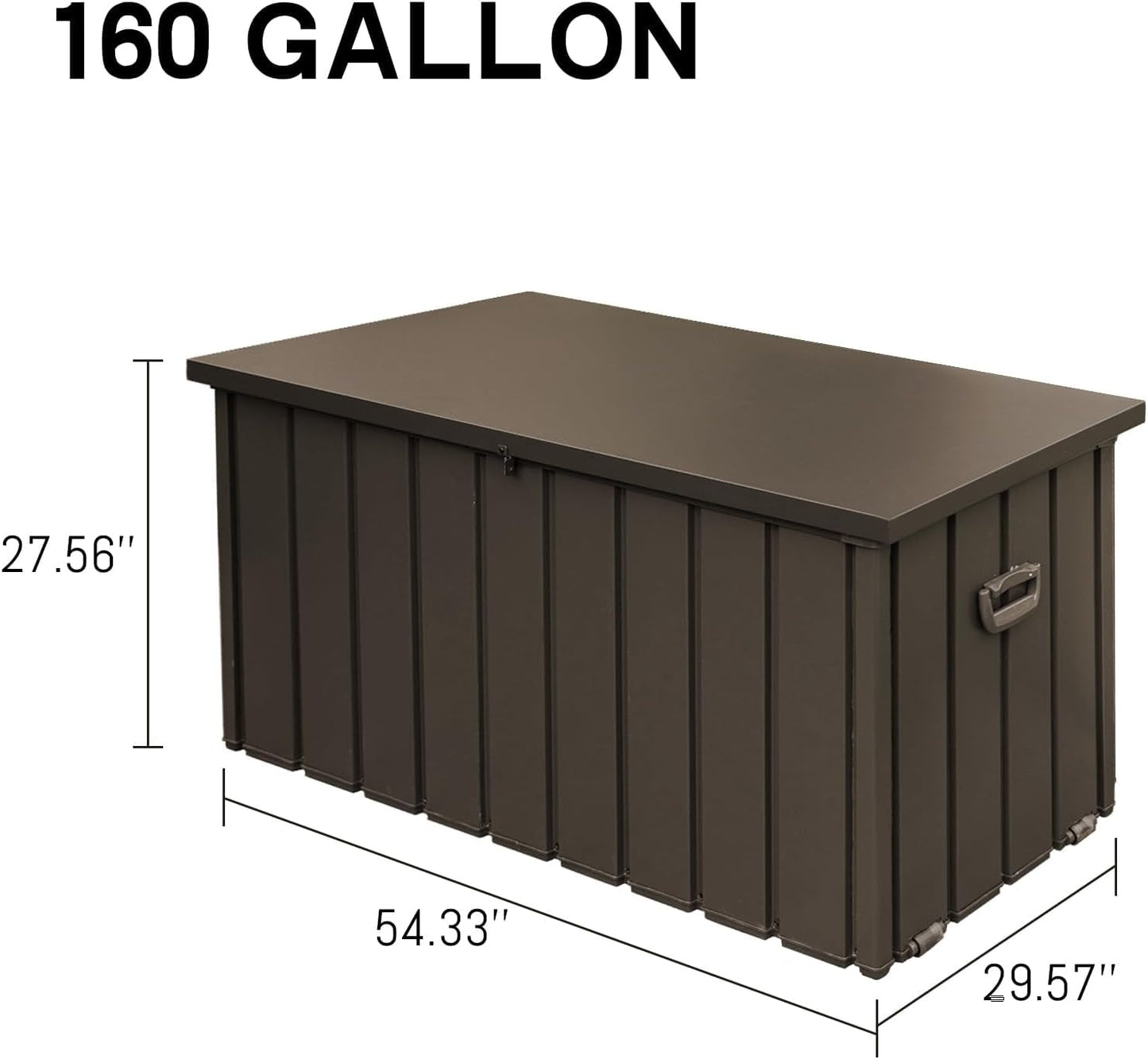 Domi Deck Box 160 Gallon, Waterproof Lockable Steel Outdoor Storage Container for Outside Cushions, Garden Tools and Pools Equipment, Brown