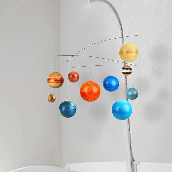 Hollowfly 3D Solar System Mobile Hanging Planets Solar System Decor Educational Planets Model Large Space Nursery Decor for Boys Girl Space Themed Gift