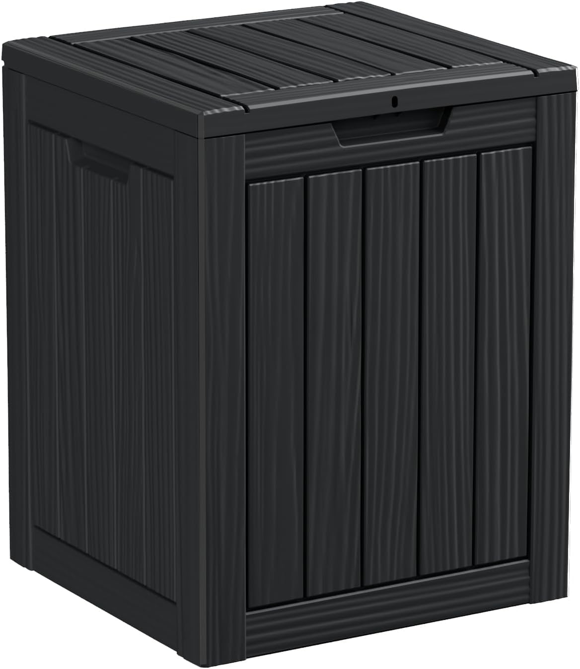 Vixzen 28 Gallon Outdoor Deck Box,Lockable Resin Waterproof Storage Box,UV Resistant,Weather Resistance,Outside Storage Bin for Gardening Tools,Pool Supplies,Black