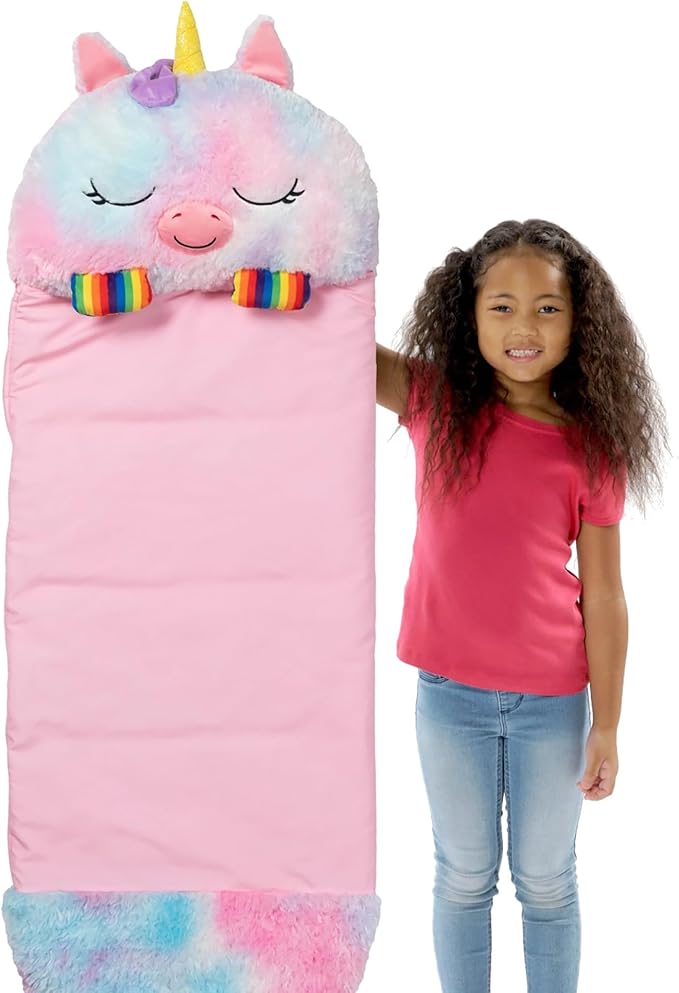 Happy Nappers: Pillow & Sleepy Sack: Medium - Rainbow Unicorn - 54 x 20, Plush Animal Character, 2-in-1 Pillow Sleeping Bag, Play, Kids Ages 3+