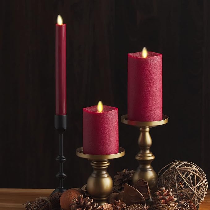 Luminara - Flameless LED Battery Operated Flickering Pillar Candles - Red - Pack of 1-3x4.5 - Realistic Moving Flame Real Wax Indoor/Outdoor Decor