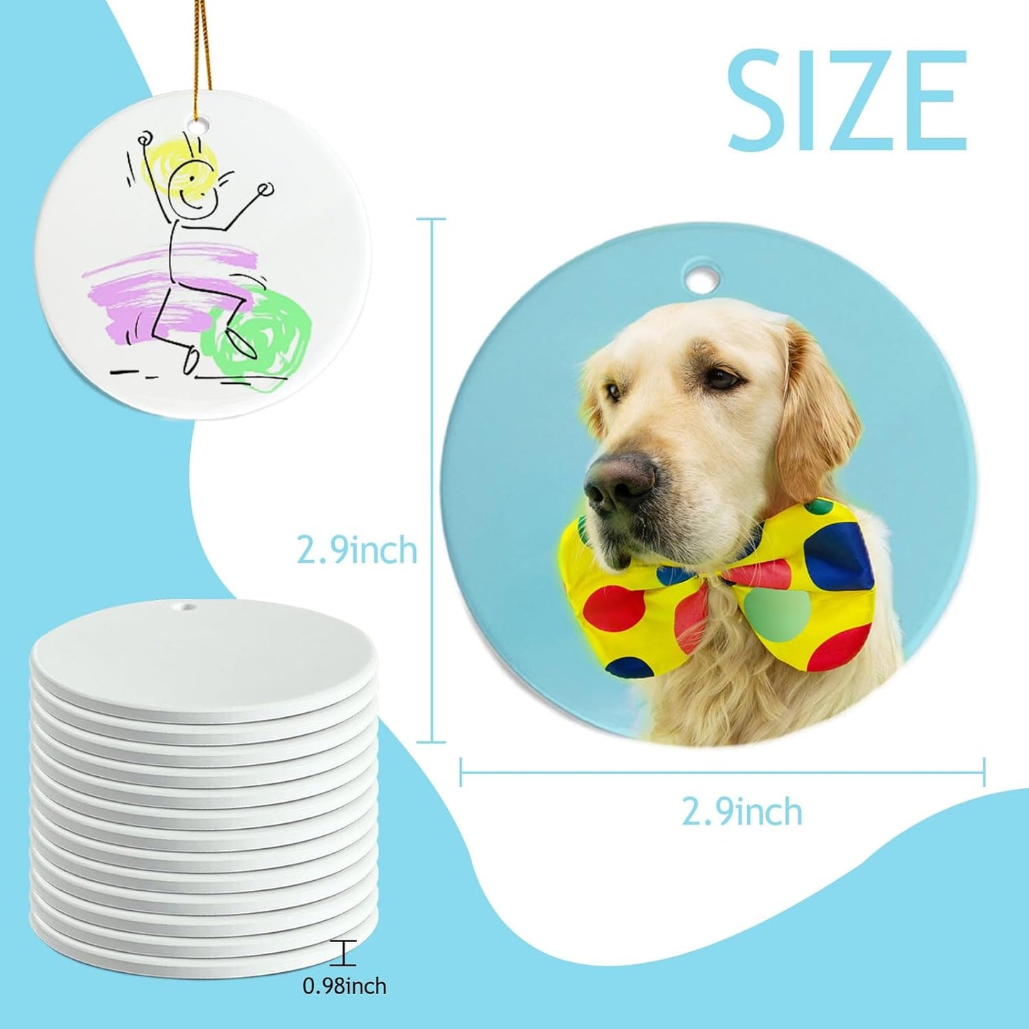 Sublimation Ornament Blanks Bulk, Sublimation Christmas Ornament Blanks Ceramic Sublimation Ornaments for Christmas Tree Decor Personalized Christmas Ornaments as Party Decorations Gifts for Women