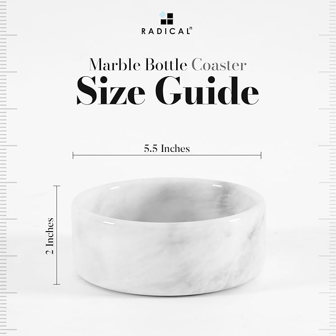 Radicaln Marble Wine Coasters 5.5" Inches White Wine Bottle Coasters for Countertop, Ideal Absorbent Cork Holder for Champagne Bottles