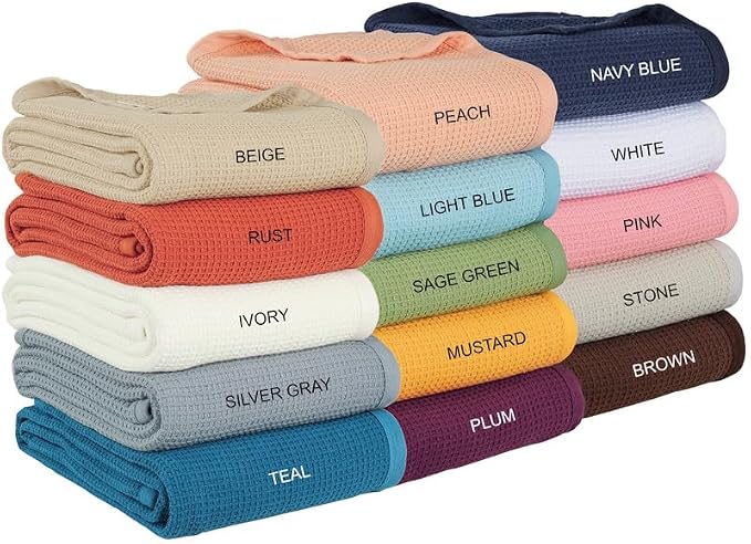 TreeWool Premium 100% Cotton Waffle Summer King Blanket (90"x108", Gray) | 420 GSM Breathable Lightweight Moisture Wicking Soft Knit Thermal Blanket for Bed or Sofa All-season Comfort Machine Washable