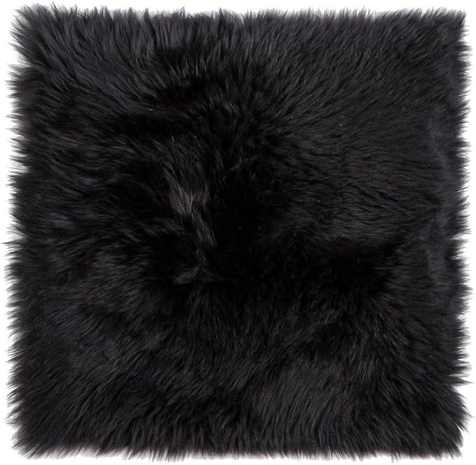 Natural Sheepskin Chairpad with Non-Slip Backing | 100% Real New Zealand Wool Sheepskin for Car Seat, Accent Chair, or Vanity Chair, Black 1 Count (Pack of 1)