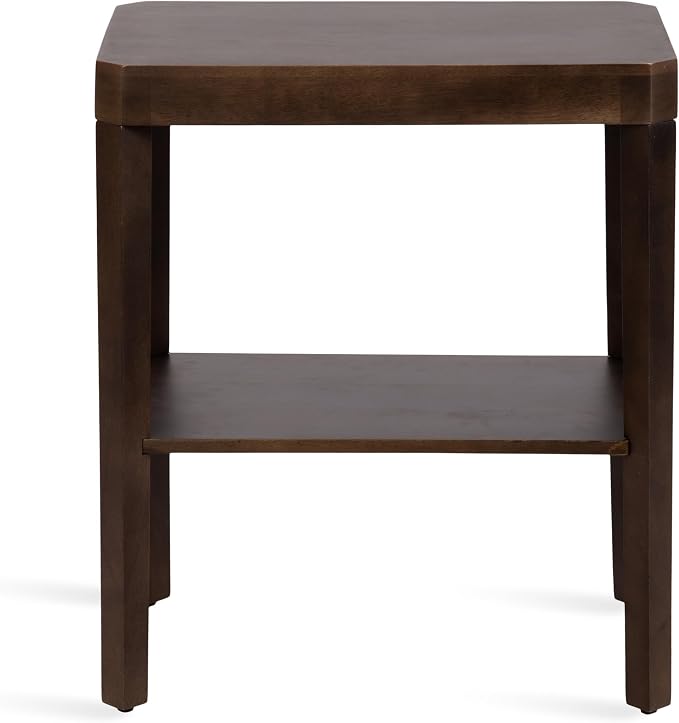Kate and Laurel Talcott Modern Rectangle Wood Side Table; 22 x 14 x 26; Dark Brown; Transitional Decorative Two-Tier End Table for Use as a Bedroom Nightstand or Living Room Accent