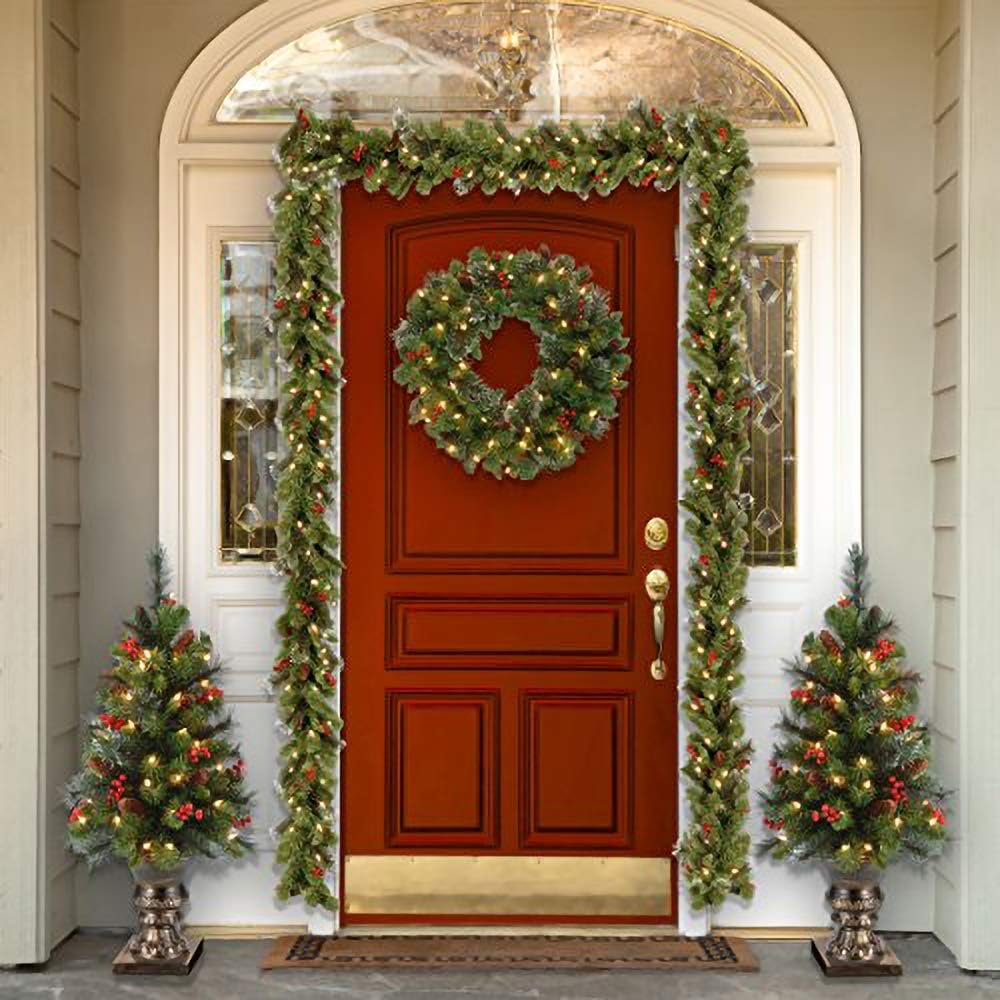 National Tree CompanyNational Tree Company Pre-Lit Artificial Full Christmas Tree, Green, 7 Feet & Pre-Lit Artificial Christmas Wreath, Green