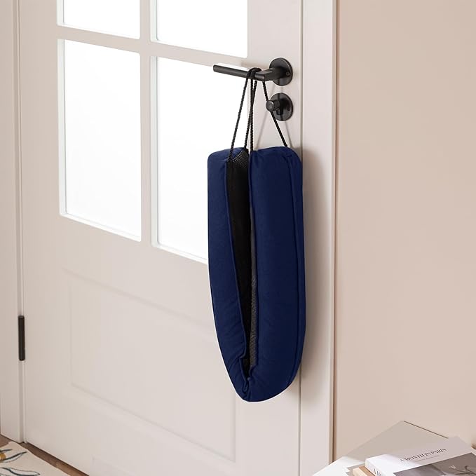Sunolga 2 Packs 38 Inches 2.2LB Weighted Door Draft Stopper Filled with Glass Beads & Cotton, Removable Machine Washable Sound Proof Under Door Draft Blocker with Anti-Abrasion Bottom for Door, Blue
