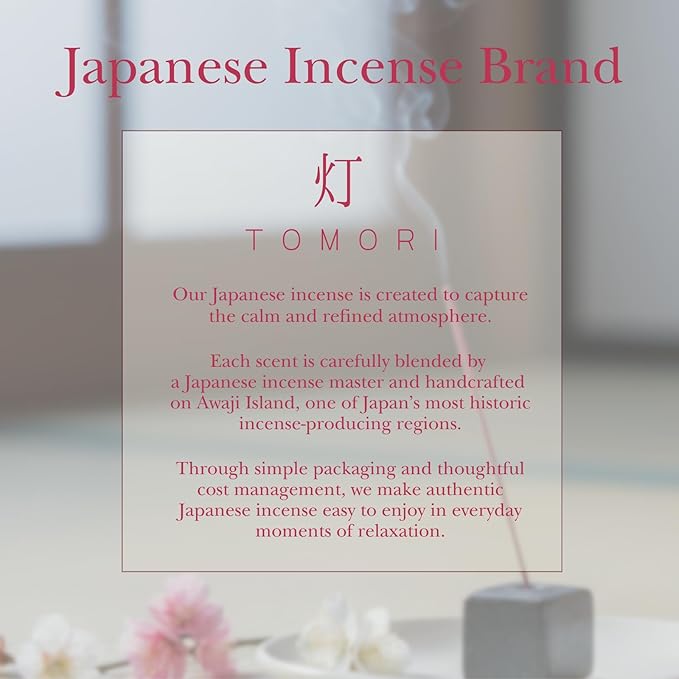 Ume Plum Blossom Premium Japanese Incense Sticks 60sticks Coreless Low Smoke Natural Charcoal Free Non Toxic Kyoto Aroma Aromatherapy Meditation Calming Stress Relief Relaxation TOMORI
