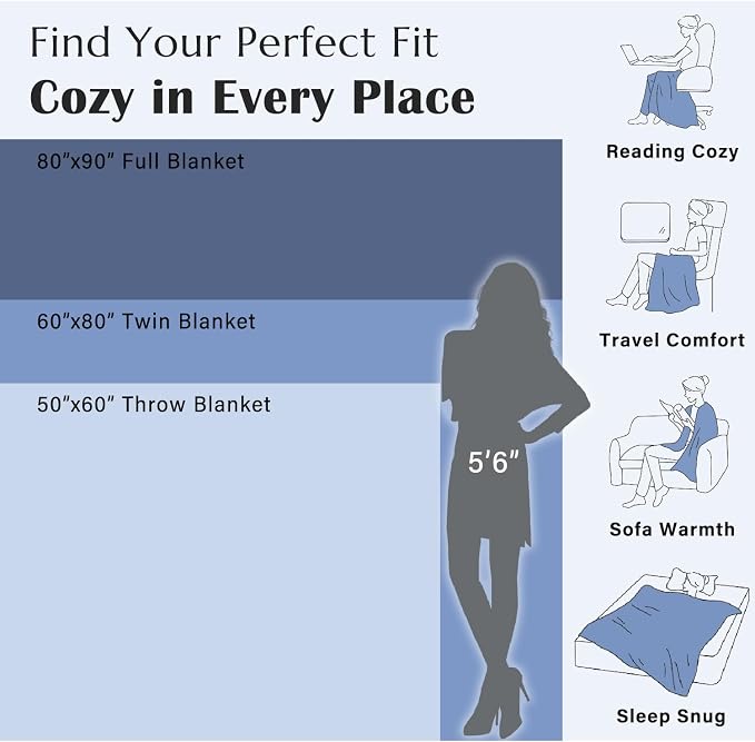 jinchan Boho 100% Cotton Muslin Twin Size 50x60 Inches Blanket Lightweight 4-Layer Quilted Soft Blue and White Floral Throw Blanket Green Accents Reversible Comfy Flower Breathable Summer Couch