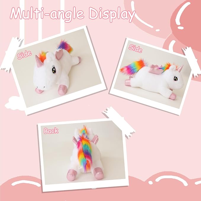 SQEQE Weighted Unicorn Plush, Weighted Unicorn Stuffed Animal, Cute Plushies Soft Pillow Toy Gift for Kids Adults 13.8 Inch, 1.6 Lbs