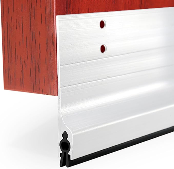Door Metal Kick Plate Draft Stopper 36 inches Aluminum Mouse Blocker with Rubber Sweep Seal for Stop Under Doors Drafty Cover 3-7/8 inch Gap, 5-1/8"x36" Silver