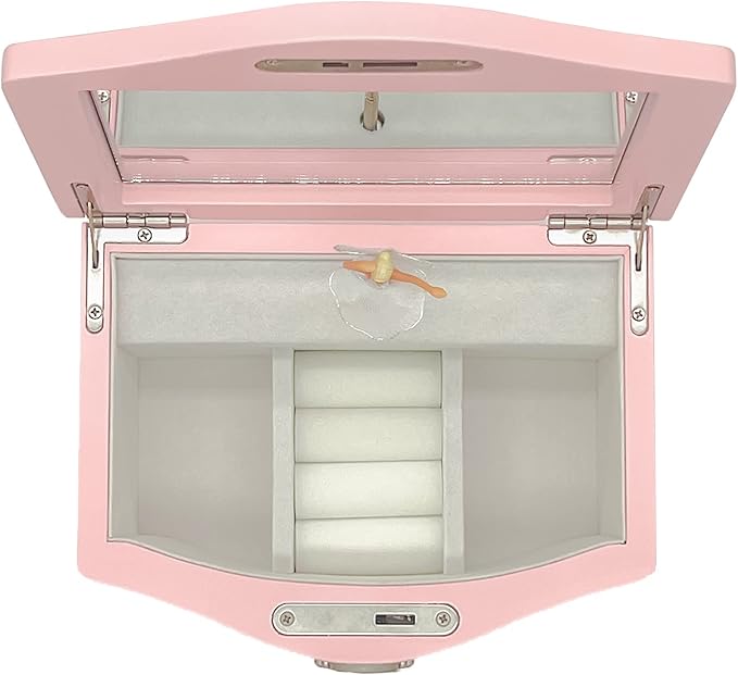 Medium Pink Ballerina Musical Jewelry Box with Mirror and Lock for Girls,Pink Kid's Jewelry Storage Music Chest,Gifts for Christmas,New Year and All Hoidays