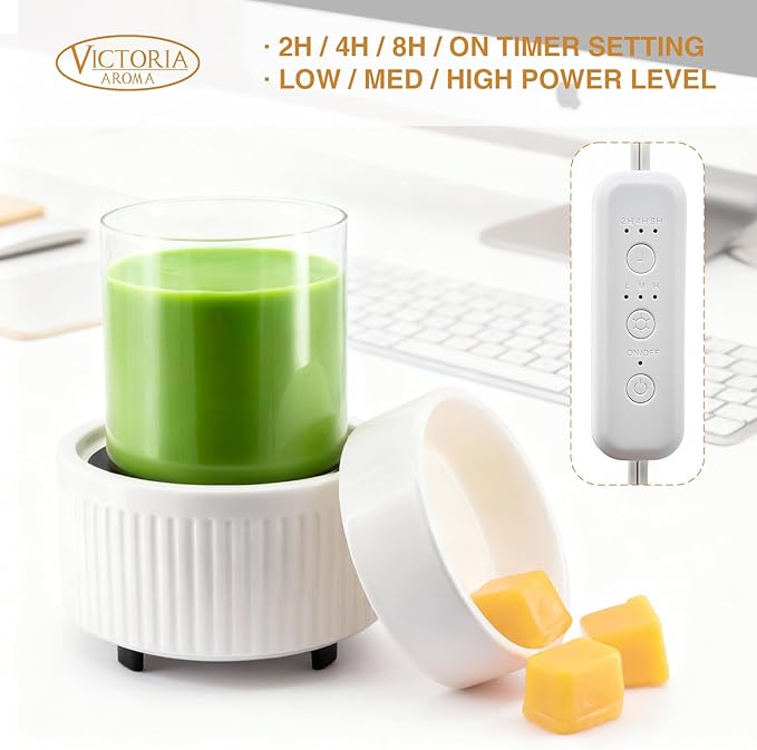 VICTORIA AROMA Ceramic Wax Warmer with Timer, Candle Wax Melter & Wax Burner for Scented Wax Melts, Electric Fragrance Wax Melt Warmer for Home Office Decor Ideal Gift(White)