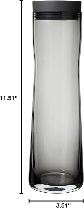 blomus -SPLASH- Smoked glass water carafe, smoke/dark gray, 1 liter capacity, silicone/stainless steel lid, easy to use (H/W/D 29.5 x 9 x 9 cm, 63807)