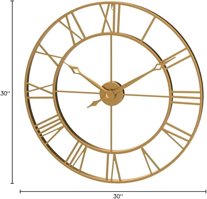 CLXEAST Champagne Gold 30 Inch Wall Clock,Large Modern Metal Roman Numeral Wall Clocks Living Room Decor,House Warming Gifts New Home