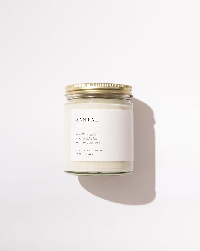 Brooklyn Candle Studio Santal Classic 2 Wick Candle - Luxury Scented Candle, Vegan Soy Wax, Hand Poured in The USA, 70 Hour Slow Burn Time - 13oz