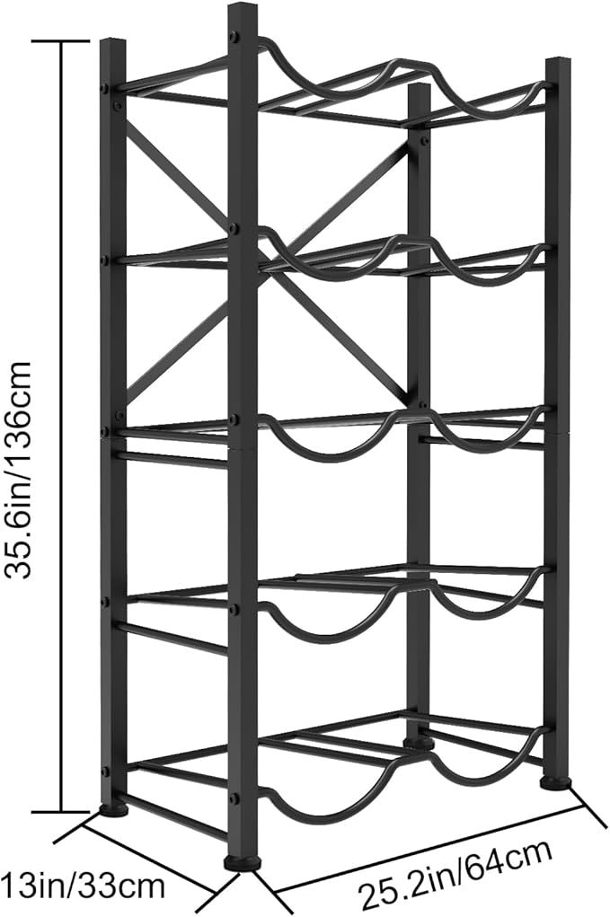 Semoprus 5 Gallon Water Bottle Holder for 10 Bottles, 5 Tiers Double Row Water Jug Holder, Detachable Heavy Duty Water Jug Stand, Water Jug Rack for Office, Kitchen, Garages, Restaurant, and Gym