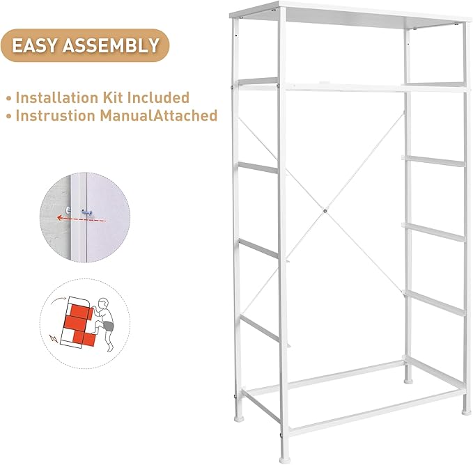 Mifuro Tall Dresser for Bedroom, Vertical Storage Organizer Tower with 6 Drawers, Chest of Drawers with Fabric Bins, Steel Frame, Wood Top for Bedroom, Closet, Entryway- White