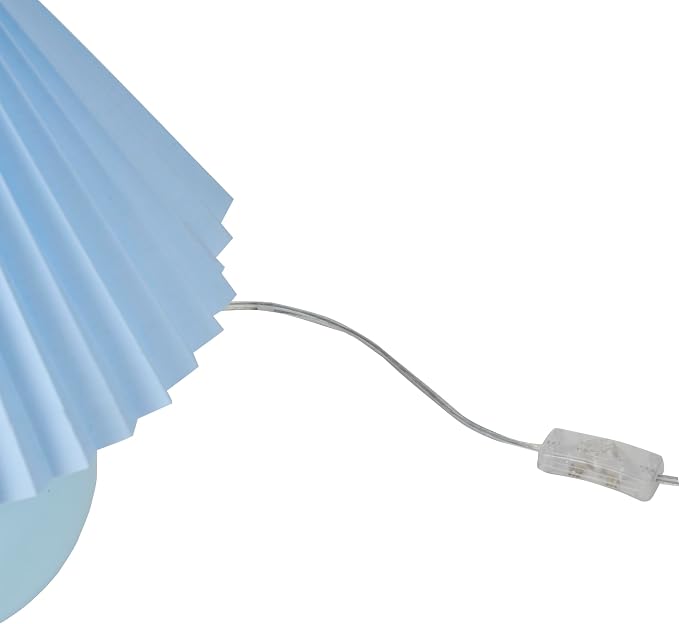 Nourison Home 13" Light Blue Ceramic Round Lamp with Pleated Shade for Bedroom, Living Room, Console, Entryway (Pack of 1)