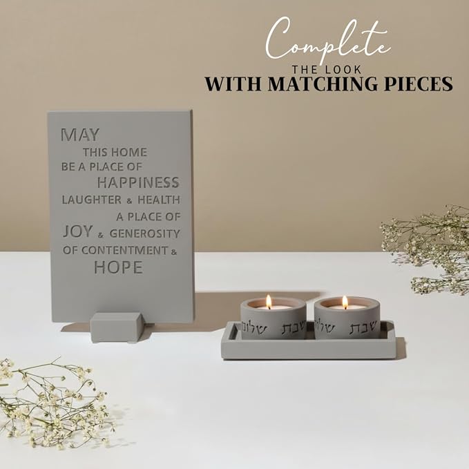 SURI Concrete Candle Tray – Small Decorative Stone Tray for Candles & Home Decor, Minimalist Candle Holder Tray