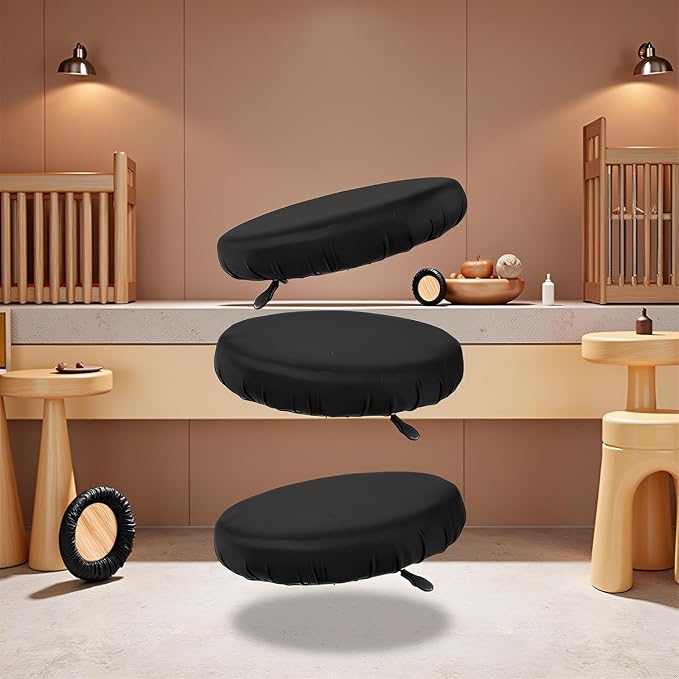 2 Pcs Bar Stool Covers, Soft Round High Elastic Bar Stool Cushion, Machine Washable, Fit for Dia 11-14 in Round Stool, Black